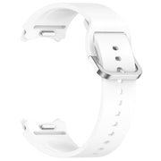 For Samsung Galaxy Watch FE 40mm Solid Color Silver Buckle Quick Release Silicone Watch Band(White)