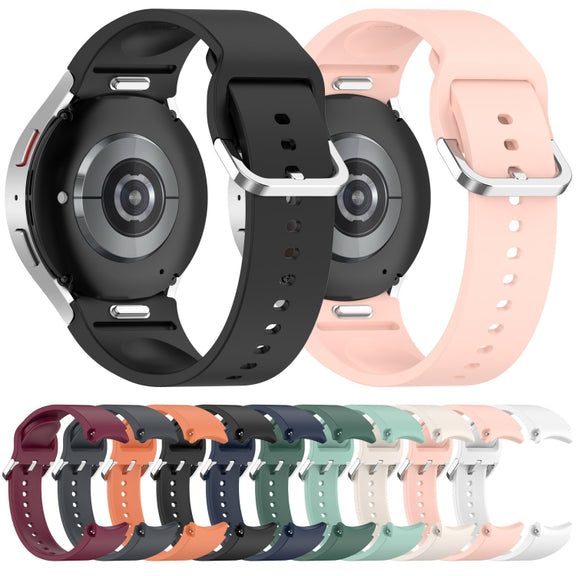 For Samsung Galaxy watch 5 Pro Golf Edition Solid Color Silver Buckle Quick Release Silicone Watch Band(White)