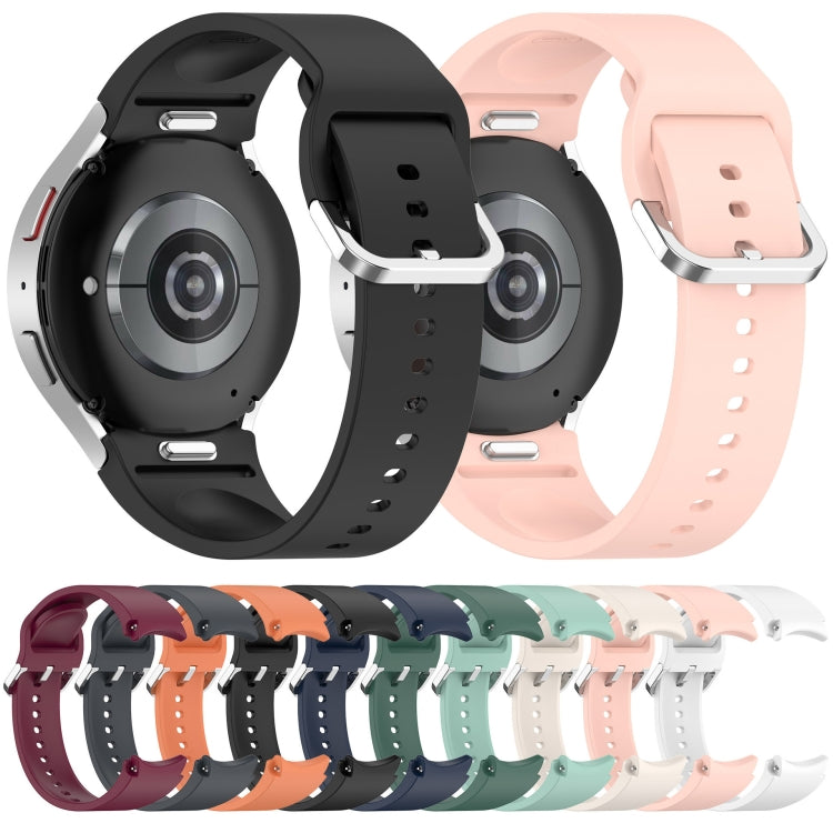 For Samsung Galaxy Watch FE 40mm Solid Color Silver Buckle Quick Release Silicone Watch Band(White)