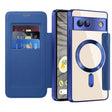 For Google  Pixel 8a Shield Magsafe RFID Anti-theft Rhombus Leather Phone Case(Gemstone Blue) - Google Cases by PMC TechLife | Online Shopping South Africa | PMC TechLife | Buy Now Pay Later Mobicred