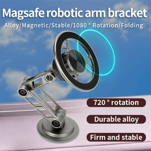 G188 Aluminum Alloy Adjustable Cellphone Stand Car Dashboard Magnetic Phone Holder(Grey)