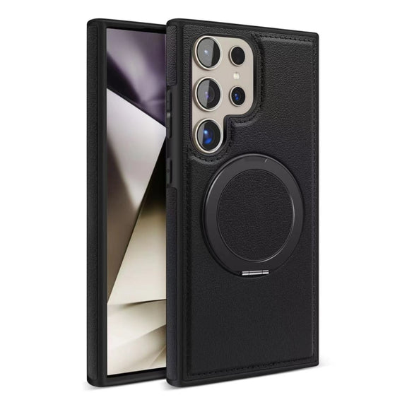 For Samsung Galaxy S24 Ultra 5G Yashi 360 Degree Rotating MagSafe Bracket Phone Case(Classic Black)
