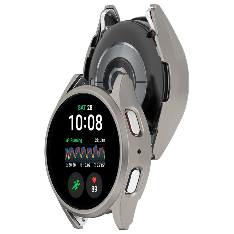 For Sansung Galaxy Watch 7 40mm Half Pack Hollow PC Watch Protective Case(Titanium Steel Color)