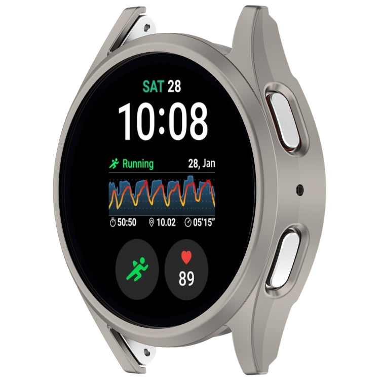 For Sansung Galaxy Watch 7 44mm Half Pack Hollow PC Watch Protective Case(Titanium Steel Color)