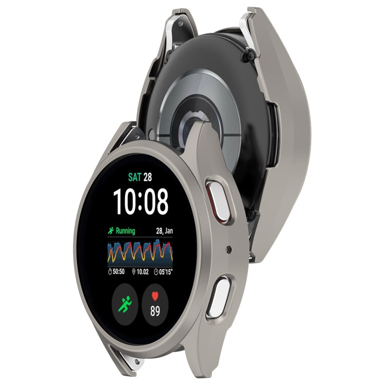 For Sansung Galaxy Watch 7 44mm Half Pack Hollow PC Watch Protective Case(Titanium Steel Color)