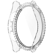 For Samsung Galaxy Watch 7 40mm Single Row Diamond PC + Tempered Film Integrated Watch Protective Case(Transparent White)