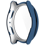 For Samsung Galaxy Watch 7 40mm Single Row Diamond PC + Tempered Film Integrated Watch Protective Case(Midnight Blue)