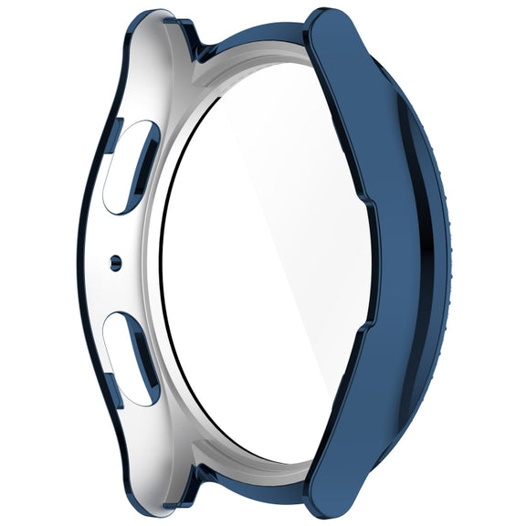 For Samsung Galaxy Watch 7 40mm Single Row Diamond PC + Tempered Film Integrated Watch Protective Case(Midnight Blue)
