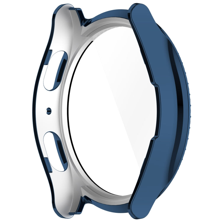 For Samsung Galaxy Watch 7 40mm Single Row Diamond PC + Tempered Film Integrated Watch Protective Case(Midnight Blue)