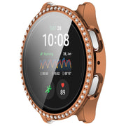 For Samsung Galaxy Watch 7 40mm Single Row Diamond PC + Tempered Film Integrated Watch Protective Case(Rose Gold)