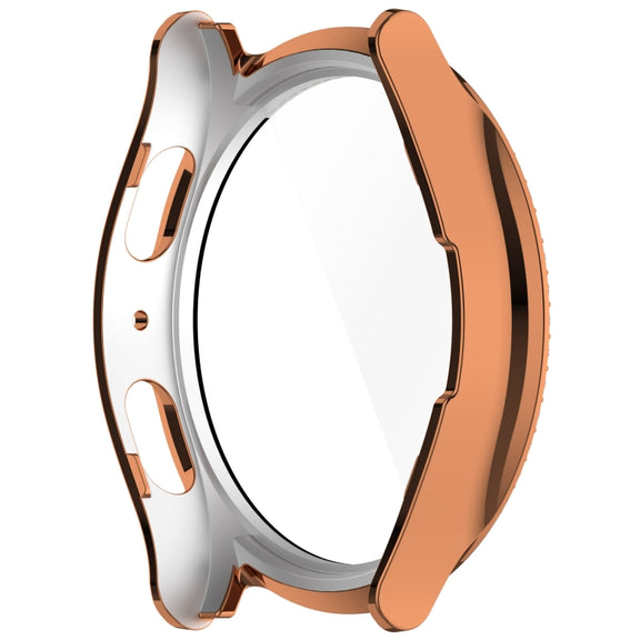 For Samsung Galaxy Watch 7 40mm Single Row Diamond PC + Tempered Film Integrated Watch Protective Case(Rose Gold)
