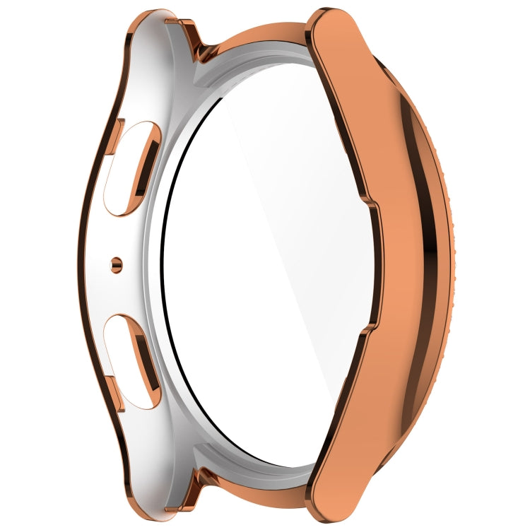 For Samsung Galaxy Watch 7 40mm Single Row Diamond PC + Tempered Film Integrated Watch Protective Case(Rose Gold)