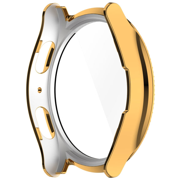 For Samsung Galaxy Watch 7 40mm Single Row Diamond PC + Tempered Film Integrated Watch Protective Case(Gold)