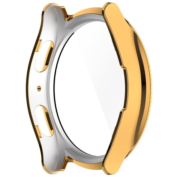 For Samsung Galaxy Watch 7 40mm Single Row Diamond PC + Tempered Film Integrated Watch Protective Case(Gold)