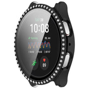 For Samsung Galaxy Watch 7 40mm Single Row Diamond PC + Tempered Film Integrated Watch Protective Case(Black)
