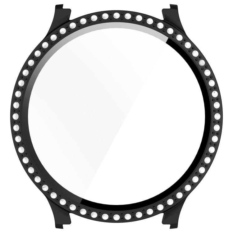 For Samsung Galaxy Watch 7 40mm Single Row Diamond PC + Tempered Film Integrated Watch Protective Case(Black)