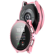 For Samsung Galaxy Watch 7 40mm Single Row Diamond PC + Tempered Film Integrated Watch Protective Case(Pink)