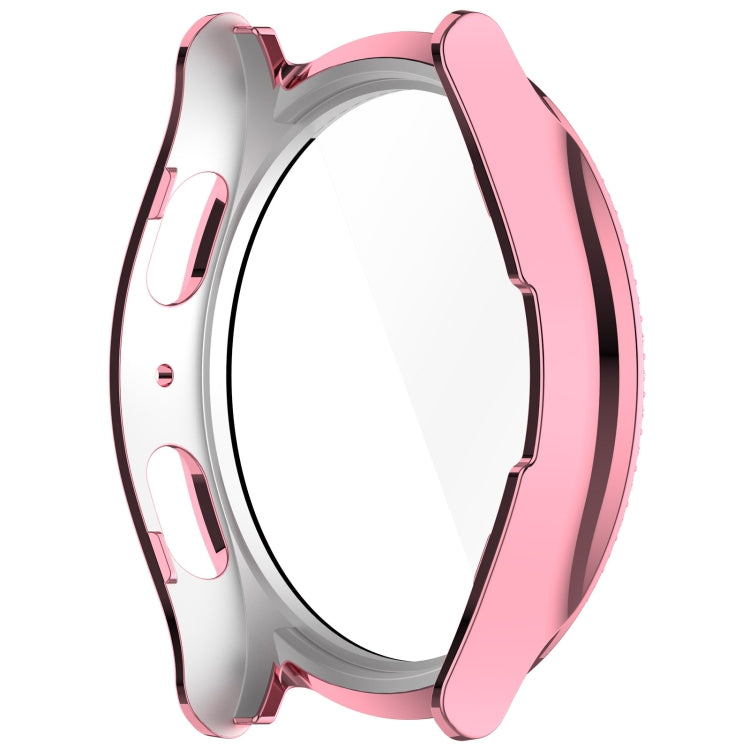 For Samsung Galaxy Watch 7 40mm Single Row Diamond PC + Tempered Film Integrated Watch Protective Case(Pink)