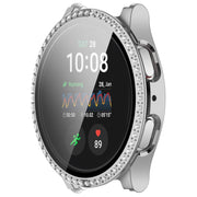 For Samsung Galaxy Watch 7 44mm Single Row Diamond PC + Tempered Film Integrated Watch Protective Case(Silver)