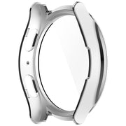 For Samsung Galaxy Watch 7 44mm Single Row Diamond PC + Tempered Film Integrated Watch Protective Case(Silver)