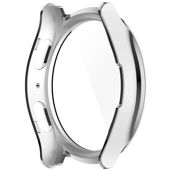 For Samsung Galaxy Watch 7 44mm Single Row Diamond PC + Tempered Film Integrated Watch Protective Case(Silver)