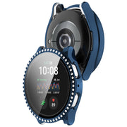 For Samsung Galaxy Watch 7 44mm Single Row Diamond PC + Tempered Film Integrated Watch Protective Case(Midnight Blue)