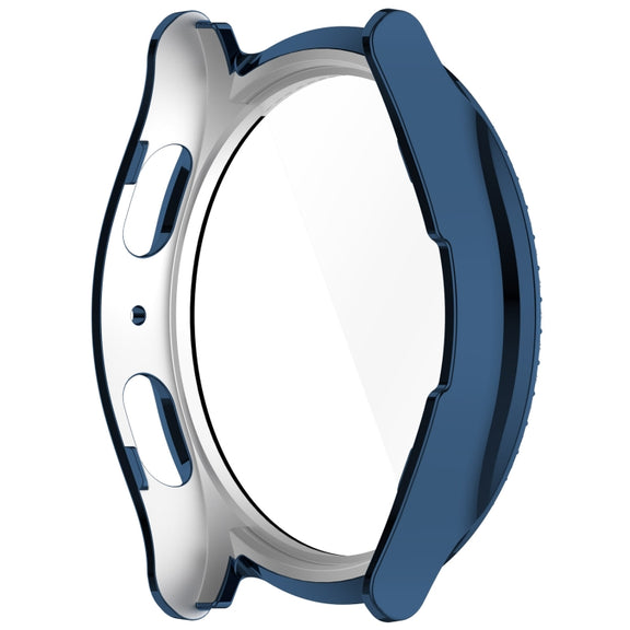 For Samsung Galaxy Watch 7 44mm Single Row Diamond PC + Tempered Film Integrated Watch Protective Case(Midnight Blue)
