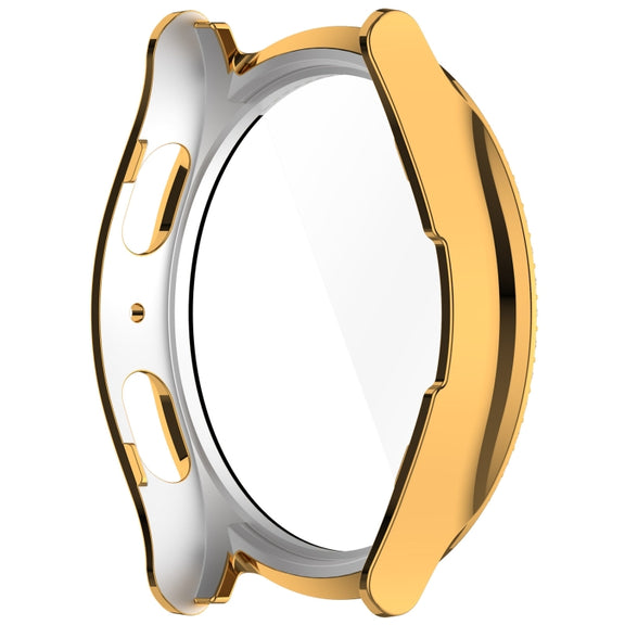 For Samsung Galaxy Watch 7 44mm Single Row Diamond PC + Tempered Film Integrated Watch Protective Case(Gold)
