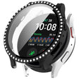 For Samsung Galaxy Watch 7 44mm Single Row Diamond PC + Tempered Film Integrated Watch Protective Case(Black) - Watch Cases by PMC TechLife | Online Shopping South Africa | PMC TechLife | Buy Now Pay Later Mobicred