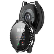 For Samsung Galaxy Watch 7 44mm Single Row Diamond PC + Tempered Film Integrated Watch Protective Case(Black)