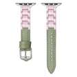For Apple Watch Series 7 45mm Ceramic Color Buckle Contrast Leather Watch Band(Mint Green+Pink+Silver Buckle) - Watch Bands by PMC TechLife | Online Shopping South Africa | PMC TechLife | Buy Now Pay Later Mobicred
