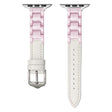 For Apple Watch SE 2022 44mm Ceramic Color Buckle Contrast Leather Watch Band(White+Pink+Silver Buckle) - free shipping - PMC TechLife - Order now!