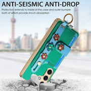 For Samsung Galaxy S24+ 5G Stereoscopic Flowers Wristband Card Bag Phone Case(Green)