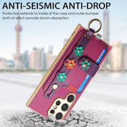 For Samsung Galaxy S24 Ultra 5G Stereoscopic Flowers Wristband Card Bag Phone Case(Purple)