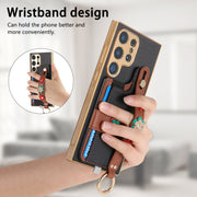 For Samsung Galaxy S24 Ultra 5G Stereoscopic Flowers Wristband Card Bag Phone Case(Black)