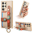 For Samsung Galaxy S24 Ultra 5G Stereoscopic Flowers Wristband Card Bag Phone Case(Khaki) - Galaxy Phone Cases by PMC Jewellery | Online Shopping South Africa | PMC Jewellery | Buy Now Pay Later Mobicred