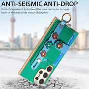 For Samsung Galaxy S24 Ultra 5G Stereoscopic Flowers Wristband Card Bag Phone Case(Green)