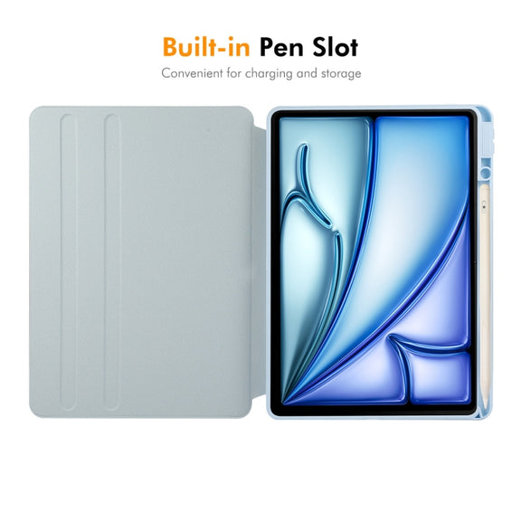 For iPad Air 13 2024 ENKAY 360 Rotation PMMA Leather Smart Tablet Case with Pen Slot(Grey)