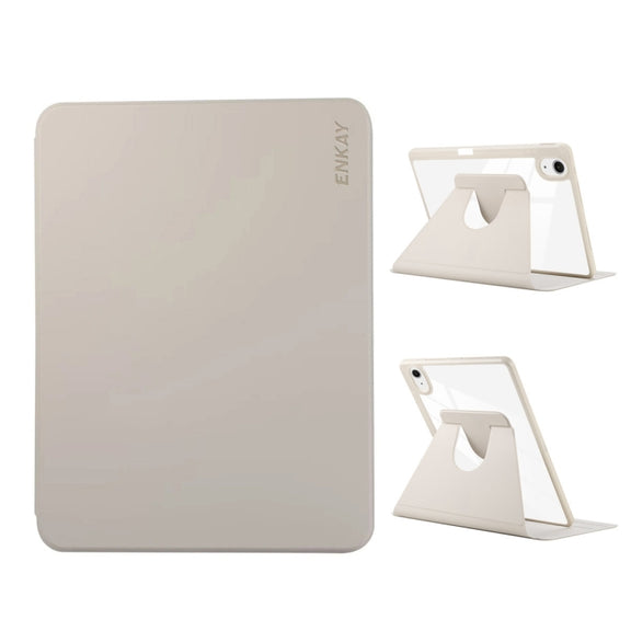 For iPad Air 13 2024 ENKAY 360 Rotation PMMA Leather Smart Tablet Case with Pen Slot(Grey)