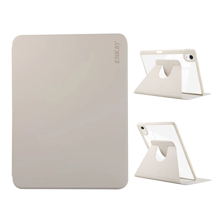 For iPad Pro Air 11 2024 ENKAY 360 Rotation PMMA Leather Smart Tablet Case with Pen Slot(Grey) - free shipping - PMc TechLife - Order now!