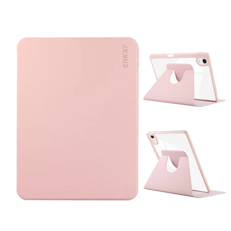 For iPad Pro Air 11 2024 ENKAY 360 Rotation PMMA Leather Smart Tablet Case with Pen Slot(Pink) - free shipping - PMc TechLife - Order now!