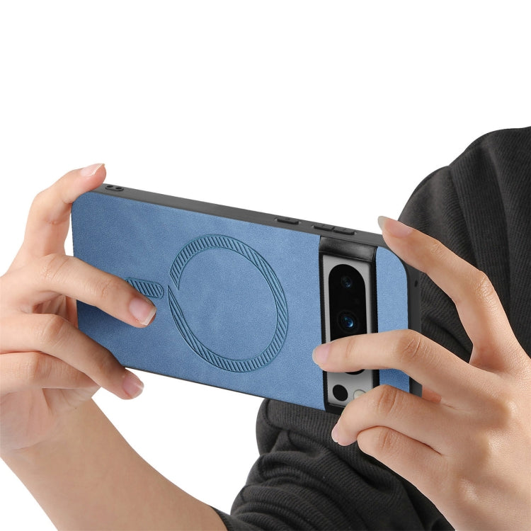 For Google Pixel 9 Pro XL Retro Magsafe Magnetic PU Back Cover Phone Case(Blue) - Google Cases by PMC TechLife | Online Shopping South Africa | PMC TechLife | Buy Now Pay Later Mobicred