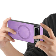For Google Pixel 9 Pro XL Retro Magsafe Magnetic PU Back Cover Phone Case(Purple)