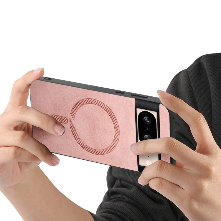 For Google Pixel 9 / 9 Pro Retro Magsafe Magnetic PU Back Cover Phone Case(Pink) - Google Cases by PMC TechLife | Online Shopping South Africa | PMC TechLife | Buy Now Pay Later Mobicred