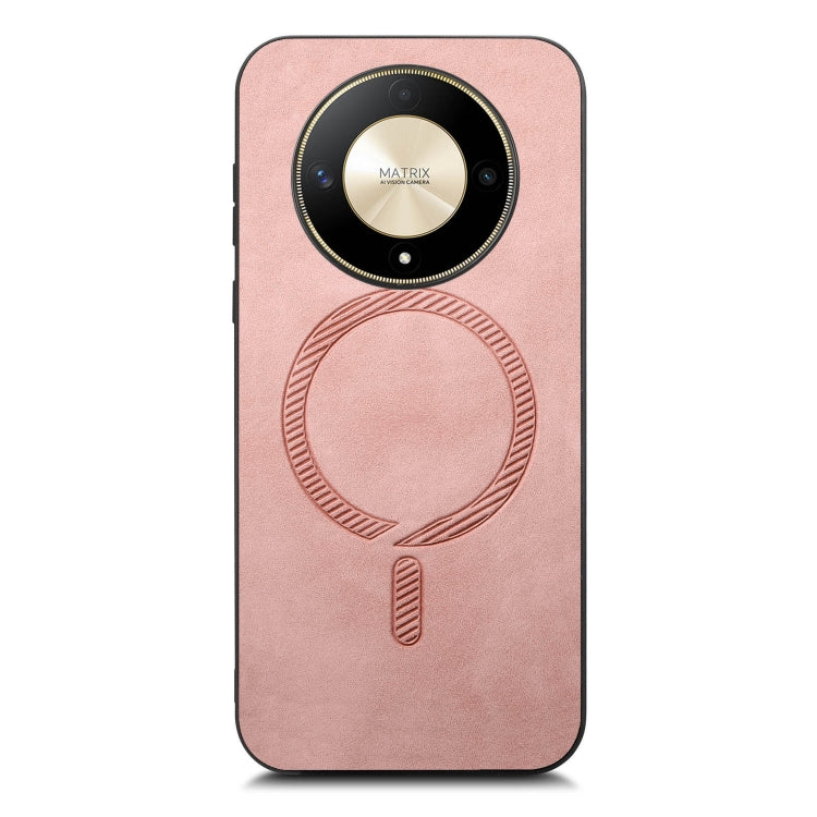 For Honor Magic6 Pro 5G Retro Magsafe Magnetic PU Back Cover Phone Case(Pink)