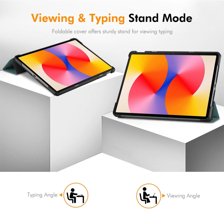 For Huawei MatePad SE 11 2024 ENKAY Tri-fold Custer Texture Platic Leather Tablet Case(Black) - free shipping - PMC Jewellery - Order now!