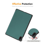 For Huawei MatePad SE 11 2024 ENKAY Tri-fold Custer Texture Platic Leather Tablet Case(Dark Green)