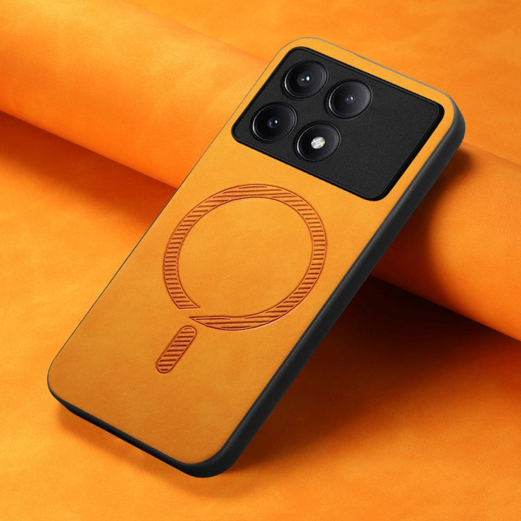 For Xiaomi Redmi K70 / K70 Pro 5G Solid Color Retro Magsafe PU Back Cover Phone Case(Yellow)