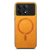 For Xiaomi Redmi K70 / K70 Pro 5G Solid Color Retro Magsafe PU Back Cover Phone Case(Yellow)