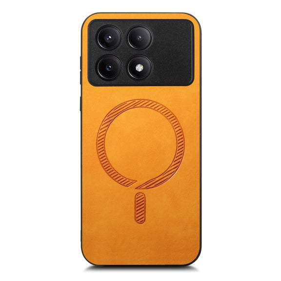 For Xiaomi Redmi K70 / K70 Pro 5G Solid Color Retro Magsafe PU Back Cover Phone Case(Yellow)